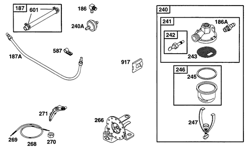 Fuel Grp Diagram and Parts List for 233452-0636-XX  Briggs and Stratton Engine